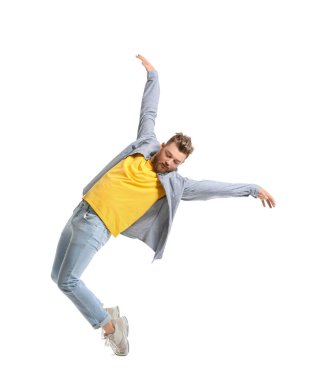 Havalı dansçı genç adam beyazların arasında.