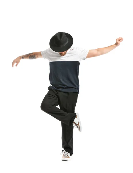 Cool Dancing Young Man Isolated White — Stock Photo, Image