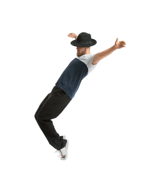 Cooler Tanzender Junger Mann Isoliert Auf Weiß — Stockfoto