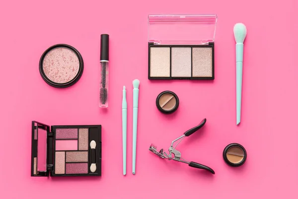 Decorative Cosmetics Pink Background — Stock Photo, Image