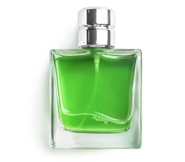 Bouteille Parfum Sur Fond Blanc — Photo