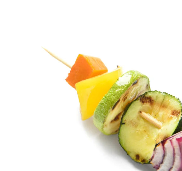 Skewer Vegetables White Background Closeup — Stock Photo, Image