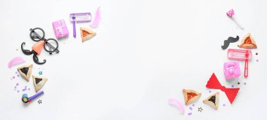 Purim kutlaması için güzel kompozisyon ve ışık arkaplanı üzerine metin için boşluk