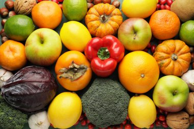 Arka plan olarak farklı sağlıklı ürünler