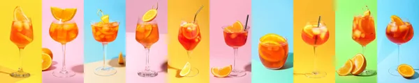 Ποτήρια Από Νόστιμο Κοκτέιλ Aperol Spritz Φόντο Χρώμα — Φωτογραφία Αρχείου