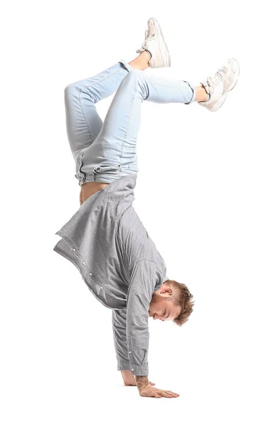 Cool Dancing Young Man Isolated White — Stock Photo, Image