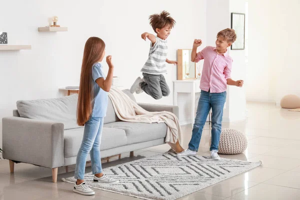 Happy Little Children Playing Home — Stock Photo, Image