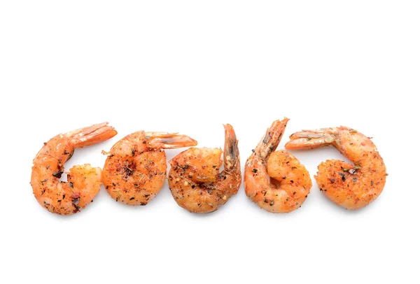 Tasty Shrimp Tails Spices White Background — Stock Photo, Image