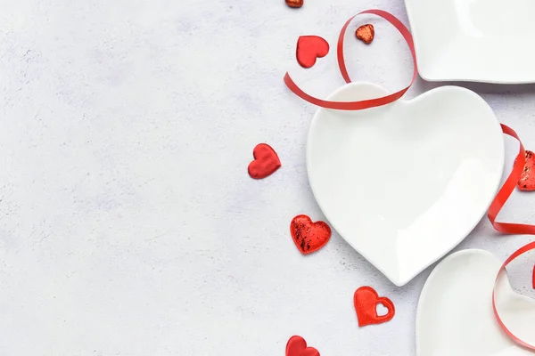 Beautiful Heart Shaped Plates White Background — Stock Photo, Image
