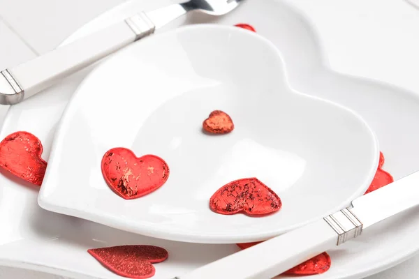 Stylish Setting Valentine Day Table Closeup — Stock Photo, Image