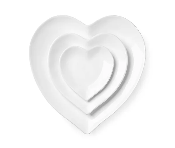 Mooie Hartvormige Platen Witte Achtergrond — Stockfoto
