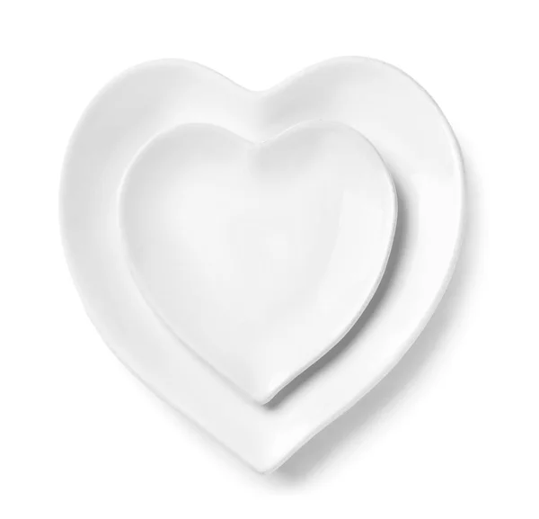 Mooie Hartvormige Platen Witte Achtergrond — Stockfoto