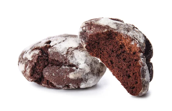 Biscuits Brownie Chocolat Sur Fond Blanc — Photo