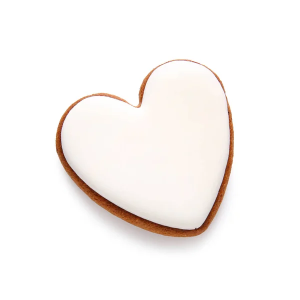 Tasty Heart Shaped Cookie Isolated White Background — Stock Photo, Image