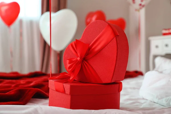 Gifts Valentine Day Bed — Stock Photo, Image