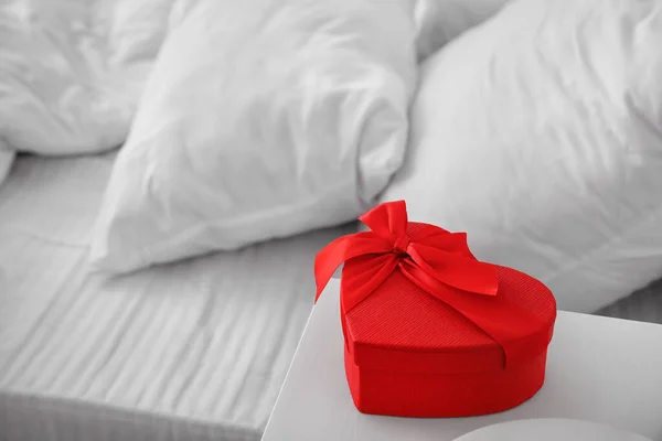 Gift Valentine Day Bedside Table — Stock Photo, Image