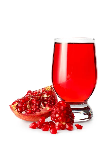 Glass Delicious Pomegranate Juice White Background — Stock Photo, Image
