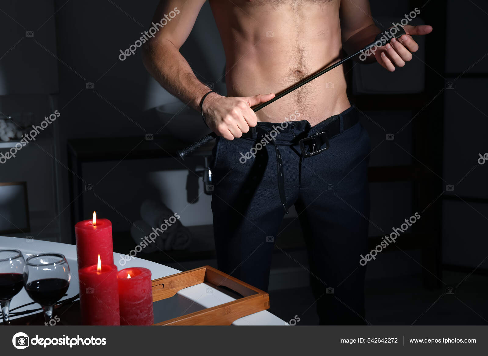Young Man Whip Sex Shop Bathroom Romantic Date Stock Photo by ©serezniy  542642272