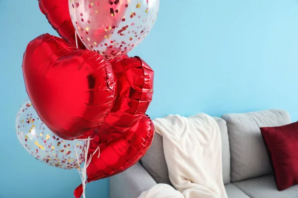 Schöne Luftballons Inneren Des Raumes Valentinstag Feier — Stockfoto