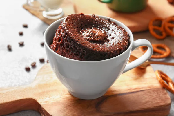 Cup Tasty Chocolate Brownie Table — Stock Photo, Image