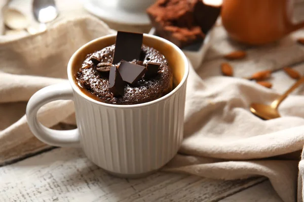 Copa Con Sabroso Brownie Chocolate Mesa — Foto de Stock