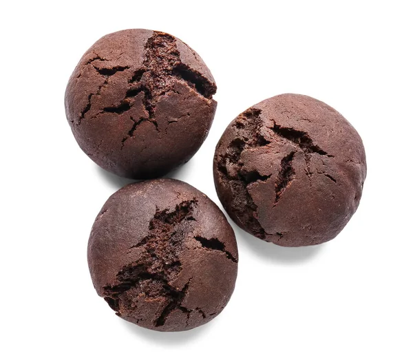 Вкусное Шоколадное Печенье Брауни Изолированы Белом Фоне — стоковое фото