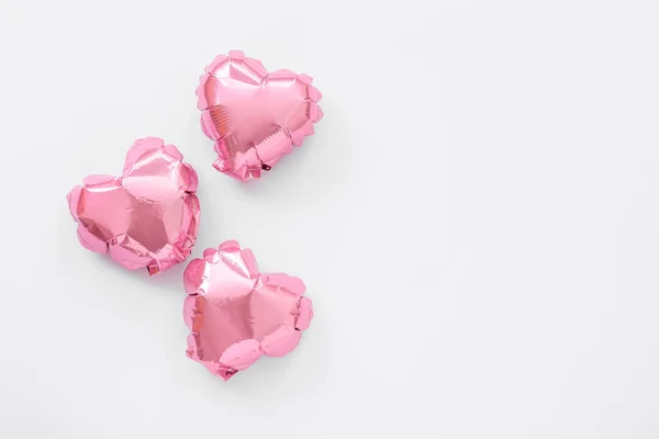 Hermosos Globos Forma Corazón Sobre Fondo Claro Día San Valentín — Foto de Stock