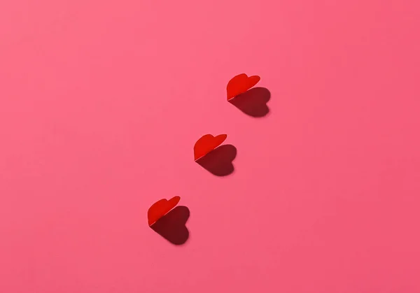 Beautiful Paper Hearts Pink Background Valentine Day — Stock Photo, Image