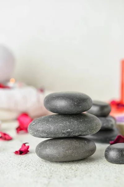 Beautiful Spa Stones Valentine Day Celebration Light Background Closeup — Stock Photo, Image