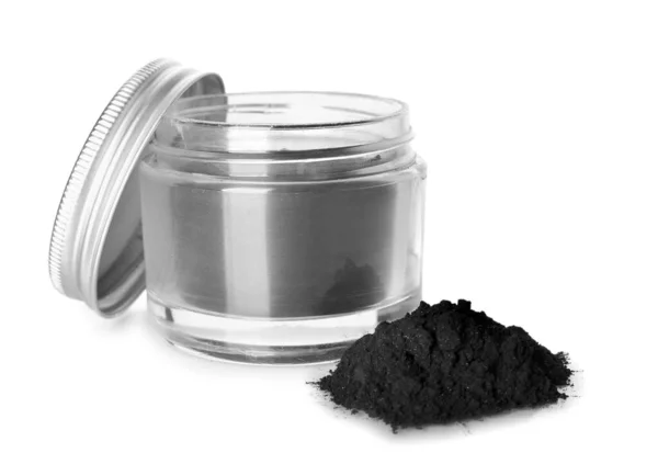 Activated Charcoal Tooth Powder White Background — Stock Photo, Image