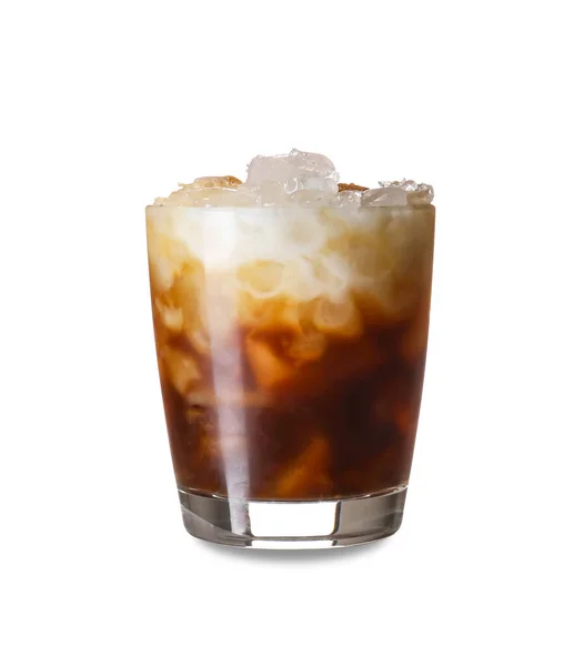 Glas Heerlijke White Russian Cocktail Witte Achtergrond — Stockfoto