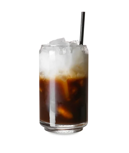 Glass Delicious White Russian Cocktail White Background — Stock Photo, Image