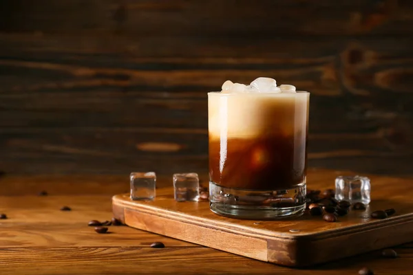 Glass White Russian Cocktail Wooden Background — Stock Photo, Image