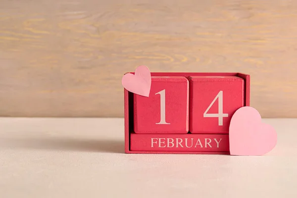 Calendrier Avec Date Saint Valentin Sur Table — Photo