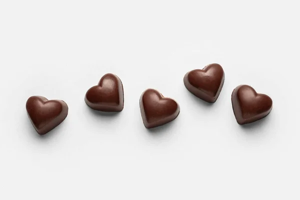 Tasty Heart Shaped Candies White Background — Stock Photo, Image