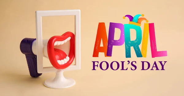 Grappige Megafoon Kleur Achtergrond April Fool Day Viering — Stockfoto