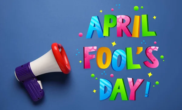 Funny Megaphone Color Background April Fool Day Celebration — Stock Photo, Image
