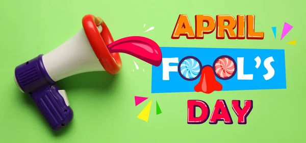 Grappige Megafoon Kleur Achtergrond April Fool Day Viering — Stockfoto