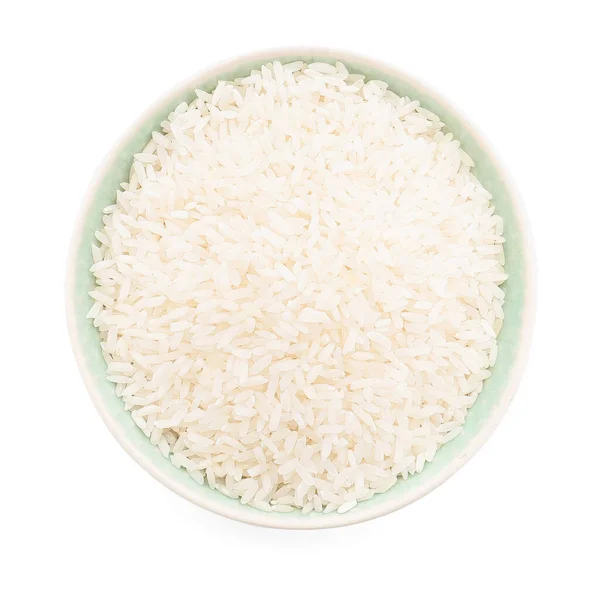 Чаша Сырого Риса Изолированного Белом — стоковое фото