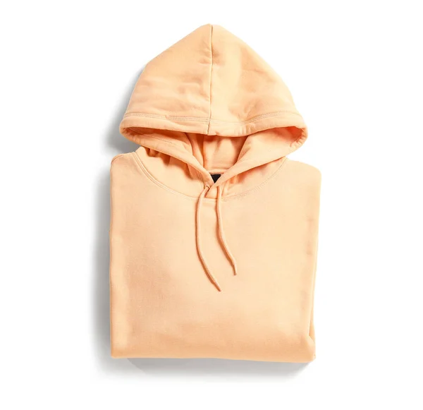 Stijlvolle Oranje Hoodie Witte Achtergrond — Stockfoto