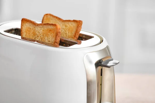 White Toaster Bread Slices Counter Kitchen Closeup — Stock Photo, Image