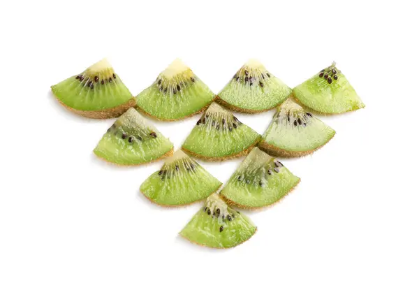 Tranches Kiwi Frais Isolées Sur Fond Blanc — Photo