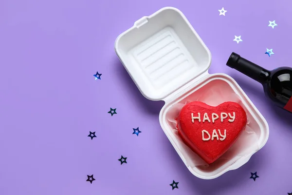 Kotak Makan Siang Plastik Dengan Kue Bento Lezat Dan Botol — Stok Foto