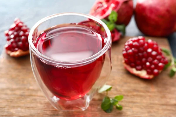 Glass Delicious Pomegranate Juice Table — Stock Photo, Image