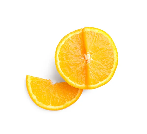 Φρέσκο Κομμένο Πορτοκάλι Απομονωμένο Λευκό Φόντο — Φωτογραφία Αρχείου