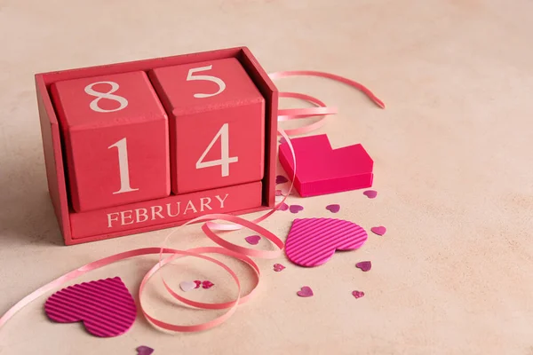 Calendar Date Valentines Day Light Background — Stock Photo, Image