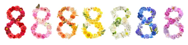 Different Figures Made Beautiful Flowers White Background — Stock Photo, Image