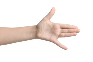 Beyaz arka planda çocuk avuç içi