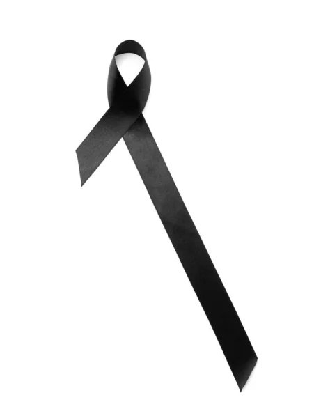 Black Satin Ribbon White Background Melanoma Concept — Stock Photo, Image