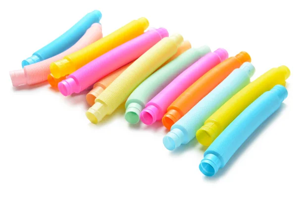 Different Colorful Pop Tubes White Background — Stock Photo, Image